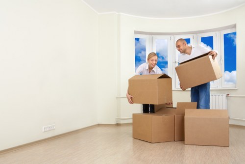 Packed furniture and boxes in long-term storage