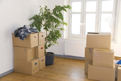 Organised archive boxes for document storage in Harmondsworth